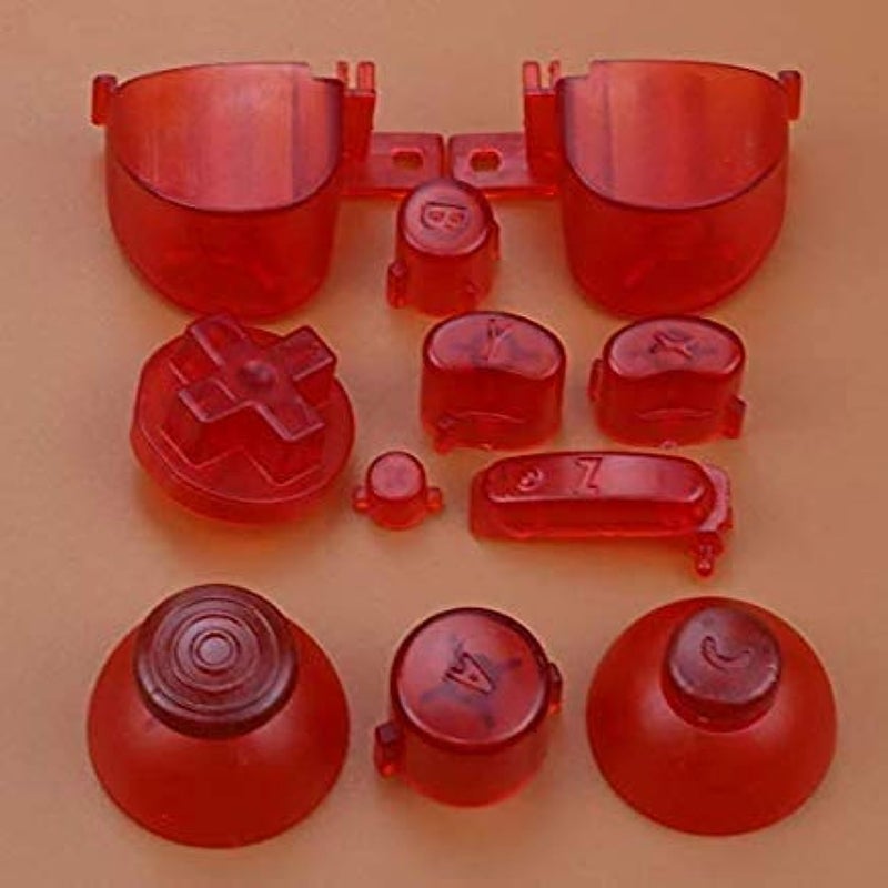 ucky Do M-Clear 11 in 1 ABXYZ Button Thumbstick Cap Joystick Dpad Buttons for Nintendo Gamecube NGC Controller (Red) - Image 2